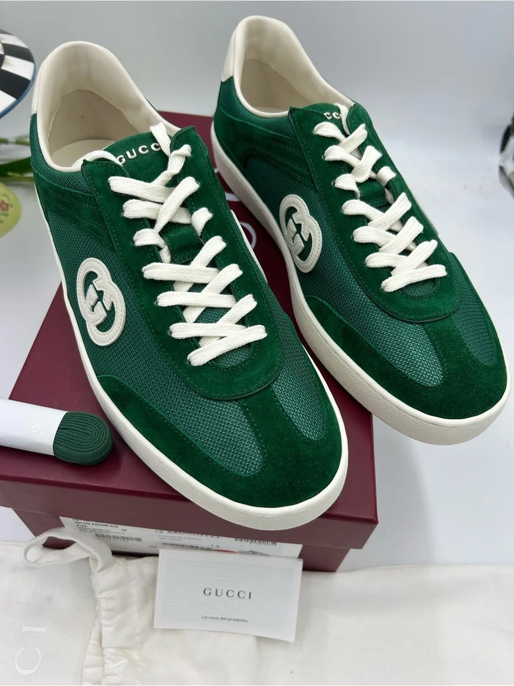 Men's Gucci interlocking G suede – canvas  sneakers size 13 made in Italy